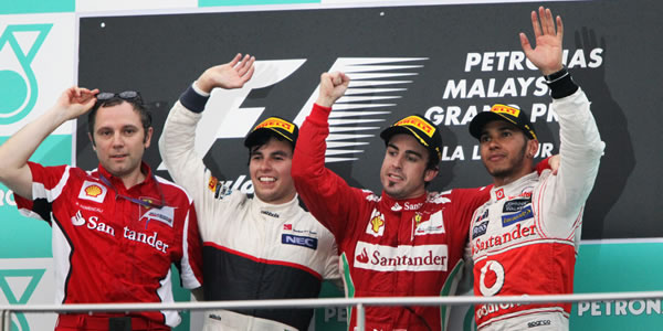 Los tres pilotos del podio se mostraron contentos con su resultado