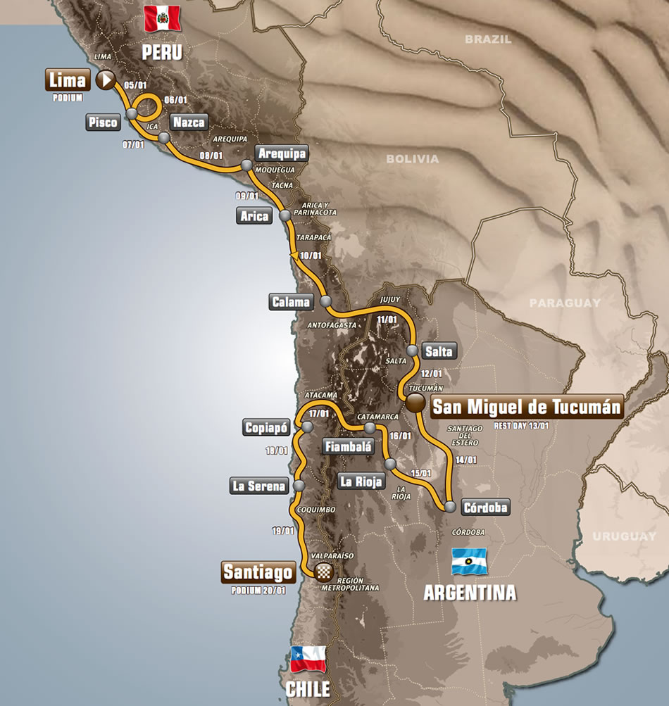 Mapa del Recorrido del Dakar 2013