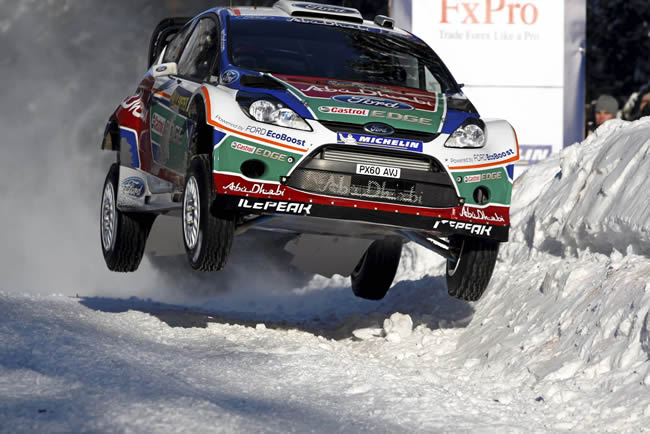 Mikko Hirvonen-Jarmo Lehtinen (Ford Fiesta RS WRC). Rally Suecia